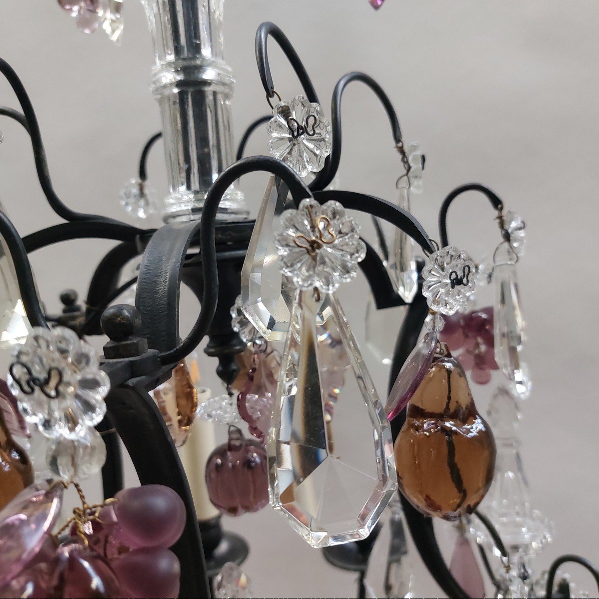 Cage Chandelier With Fruit Pendants, Late 19th France-photo-5