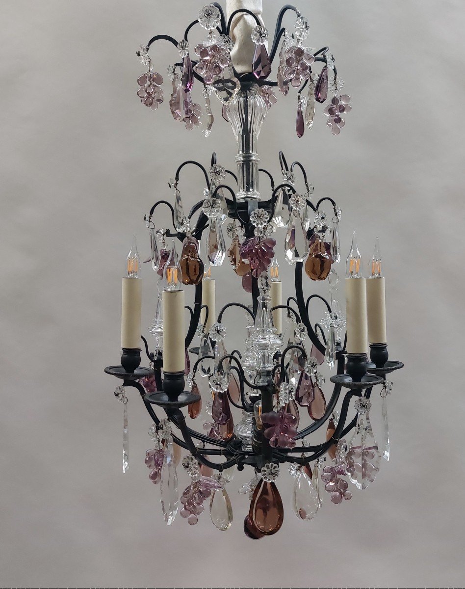 Cage Chandelier With Fruit Pendants, Late 19th France