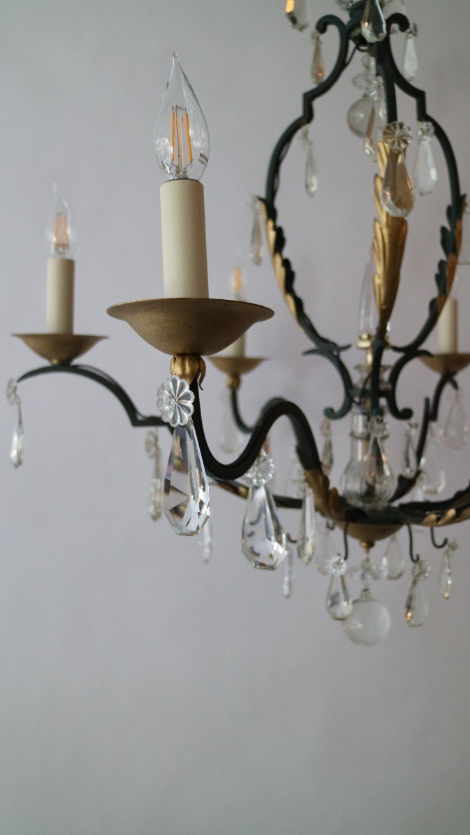 Wrought Iron And Crystal Chandelier-photo-3
