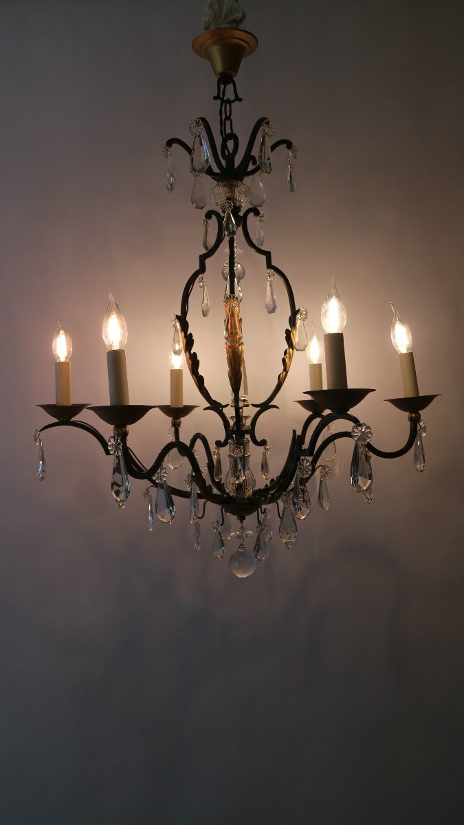 Wrought Iron And Crystal Chandelier-photo-4