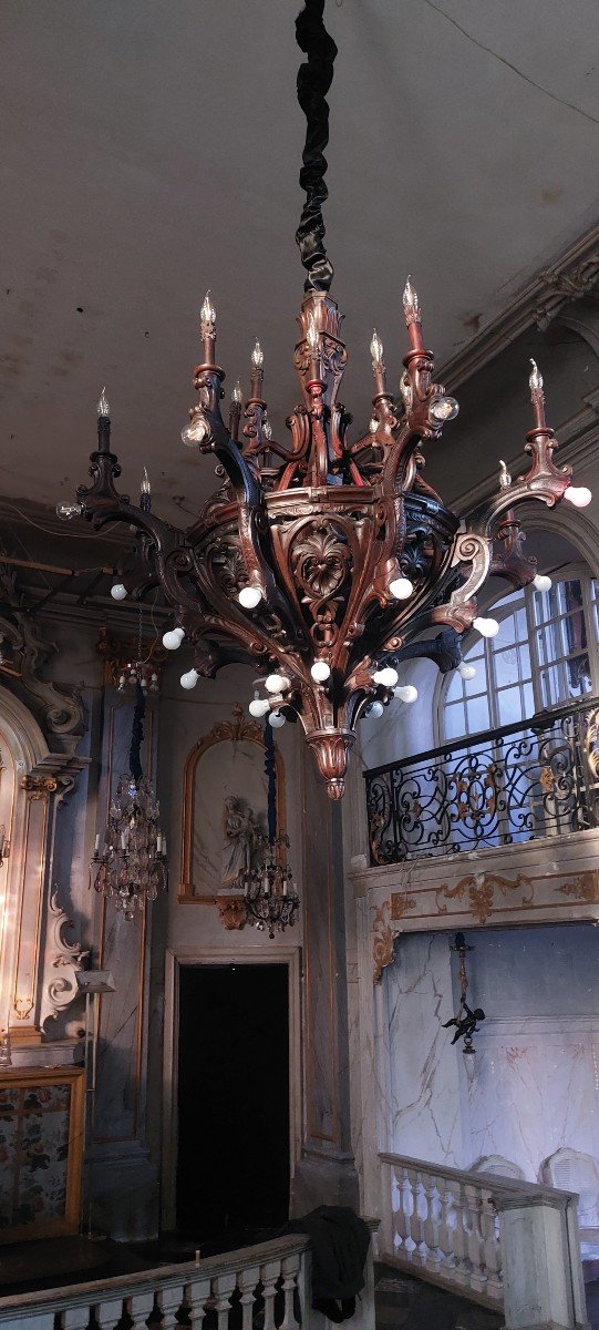 Large Carved Wood Chandelier-photo-1