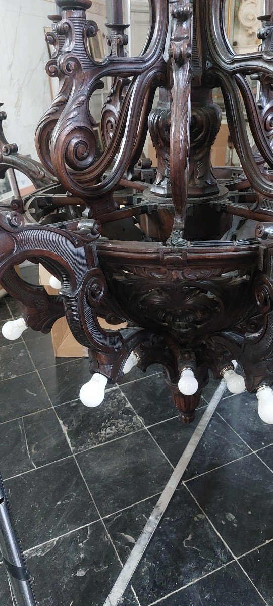 Large Carved Wood Chandelier-photo-8