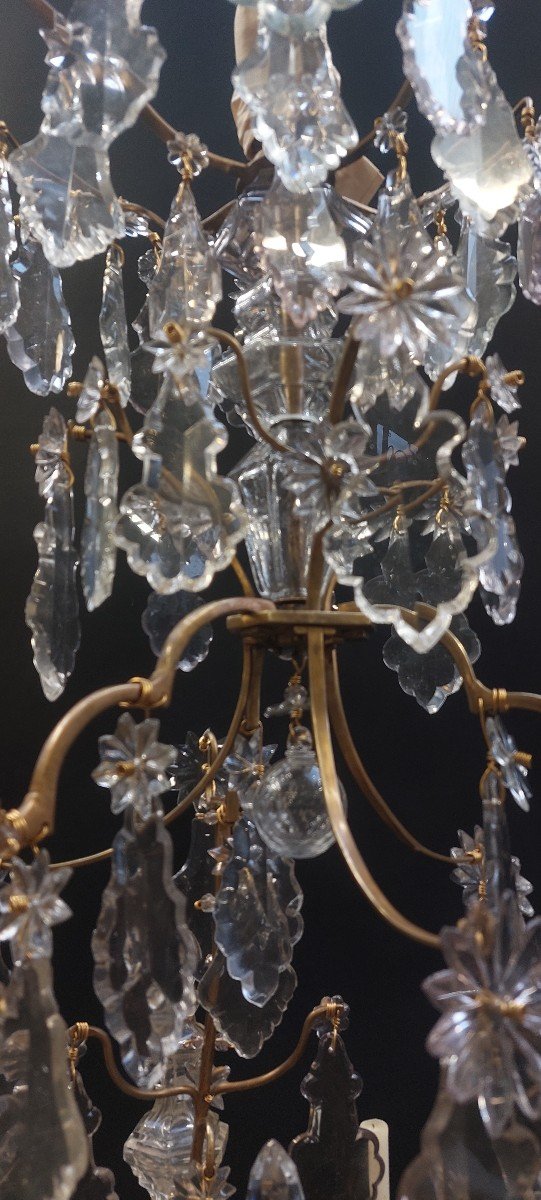 Lustre Style Louis XV, Cage, Bronze Et Cristal, 18 éme Sciècle-photo-2