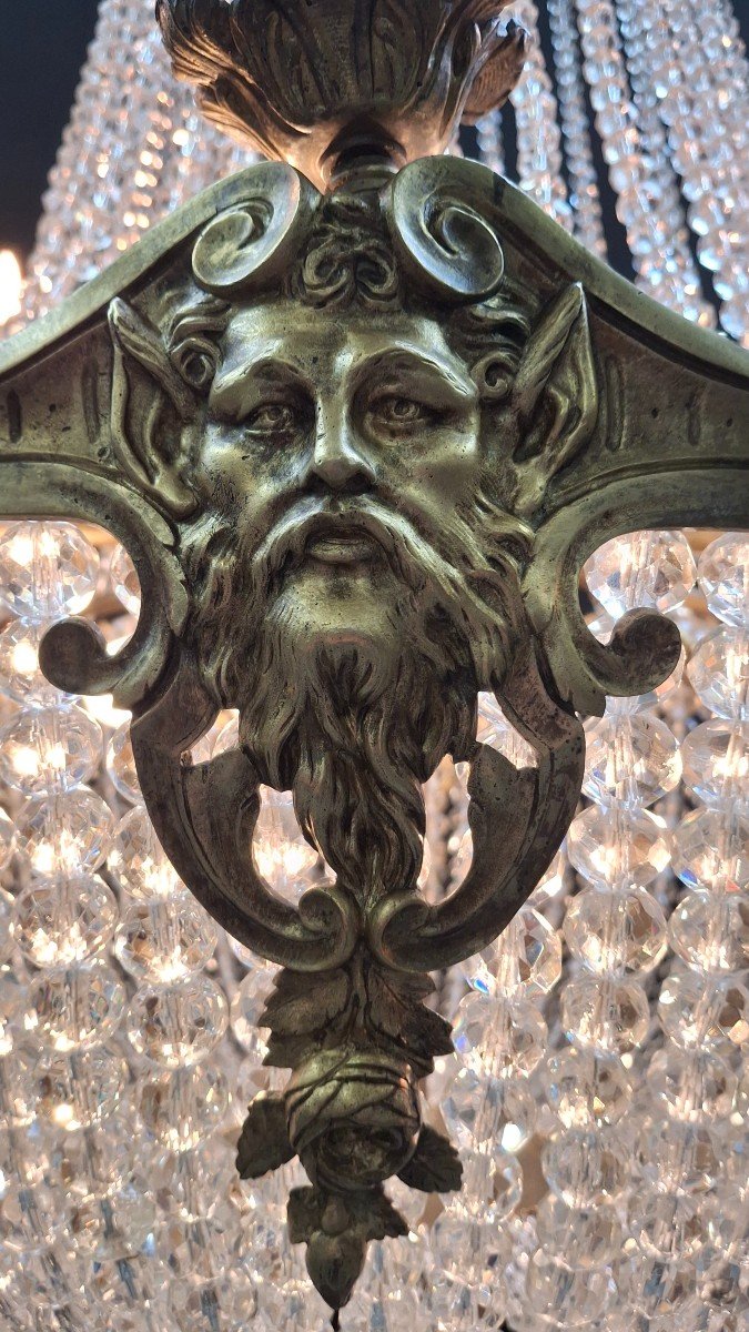 Lustre , Sac à Perles, Bronze, France Vers 1900-photo-2