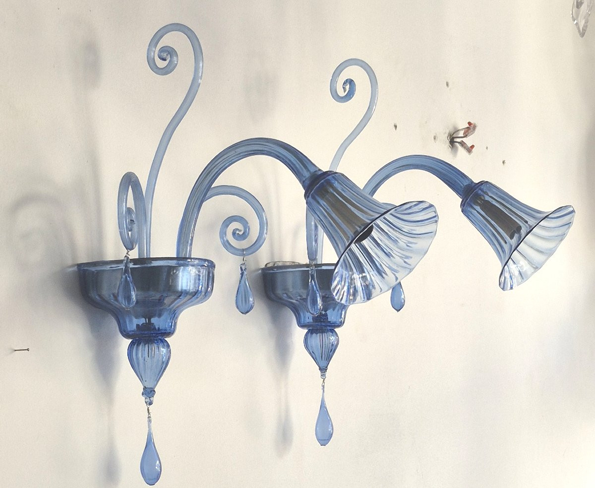 applique en verre bleu, Venini vers 1920-photo-7