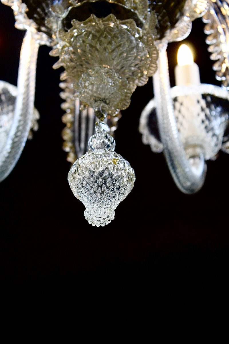 lustre Murano, annéé 1900, verre clair et doré-photo-2
