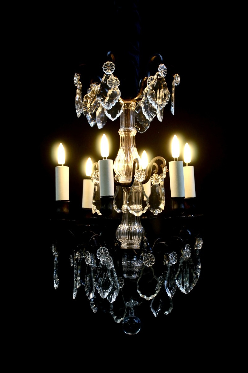 Bronze And Crystal Chandelier