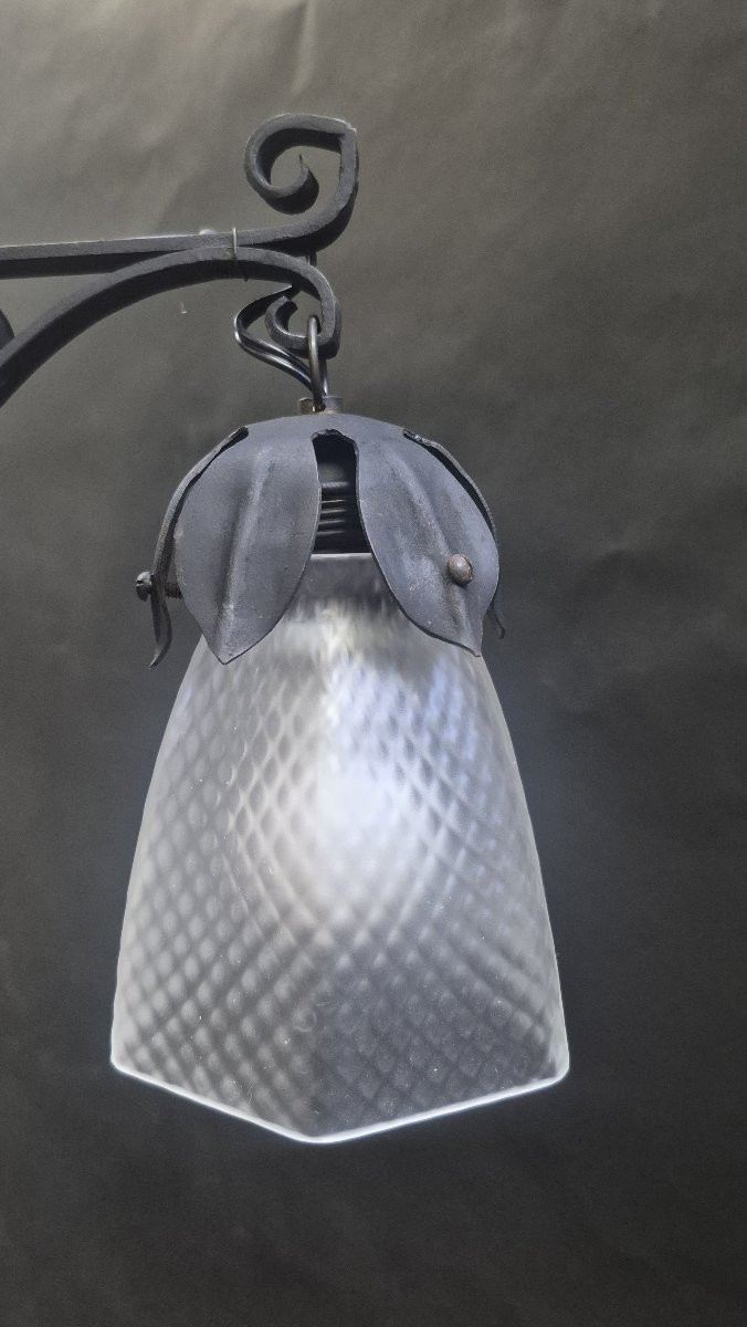 lustre en fer forgé art deco-photo-3