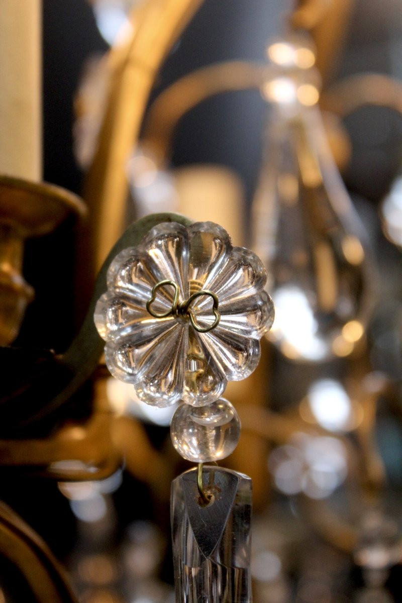 Cage Chandelier, Bronze And Crystal, Late 19th Century France-photo-3