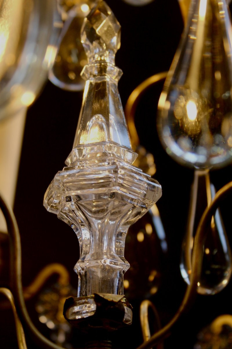 Cage Chandelier, Bronze And Crystal, Late 19th Century France-photo-4