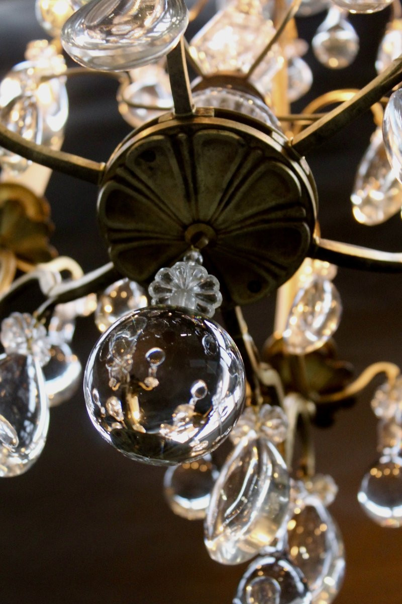 Cage Chandelier, Bronze And Crystal, Late 19th Century France-photo-4