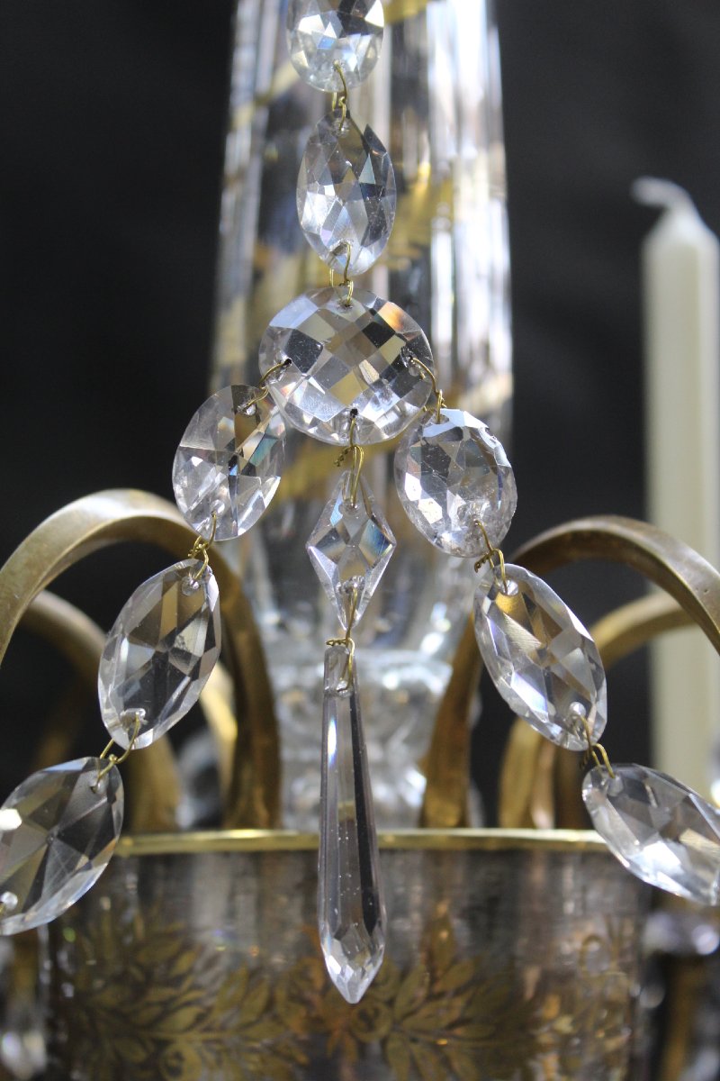 Neoclassical Chandelier, Late 18th Century, With A Gold-painted Stem.-photo-3