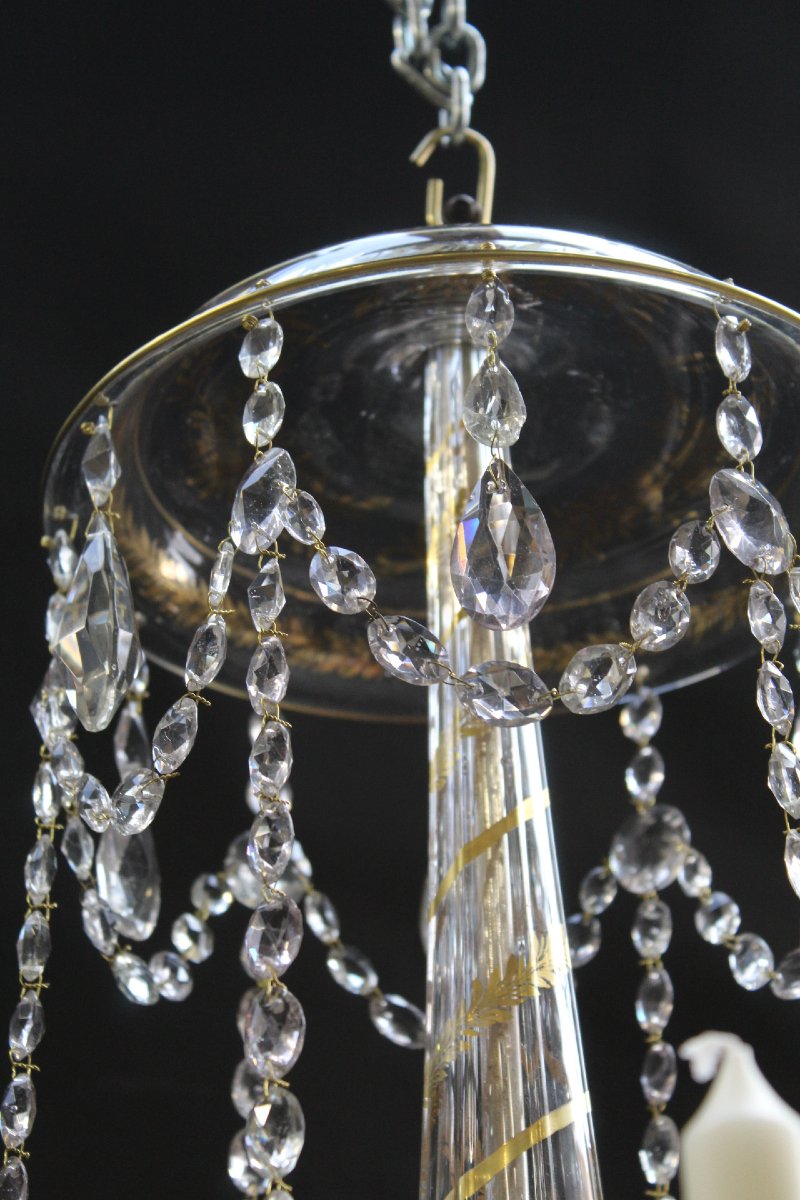 Neoclassical Chandelier, Late 18th Century, With A Gold-painted Stem.-photo-5