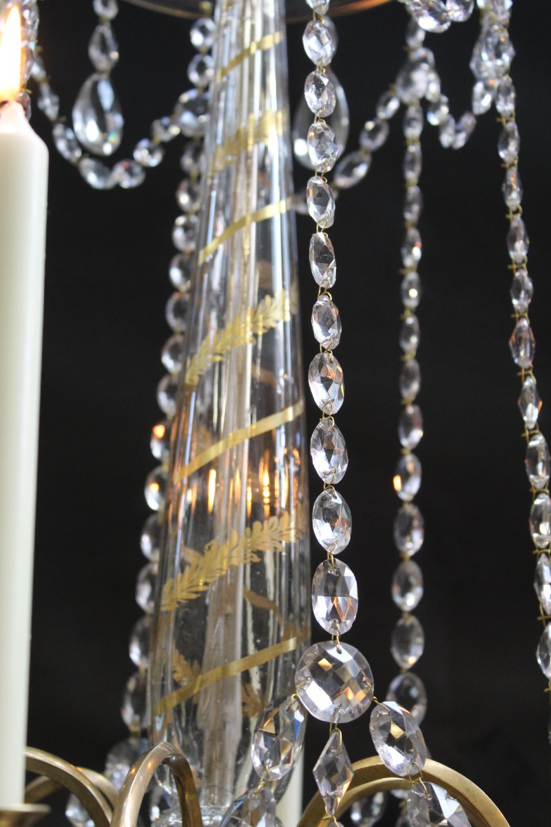 Neoclassical Chandelier, Late 18th Century, With A Gold-painted Stem.-photo-6