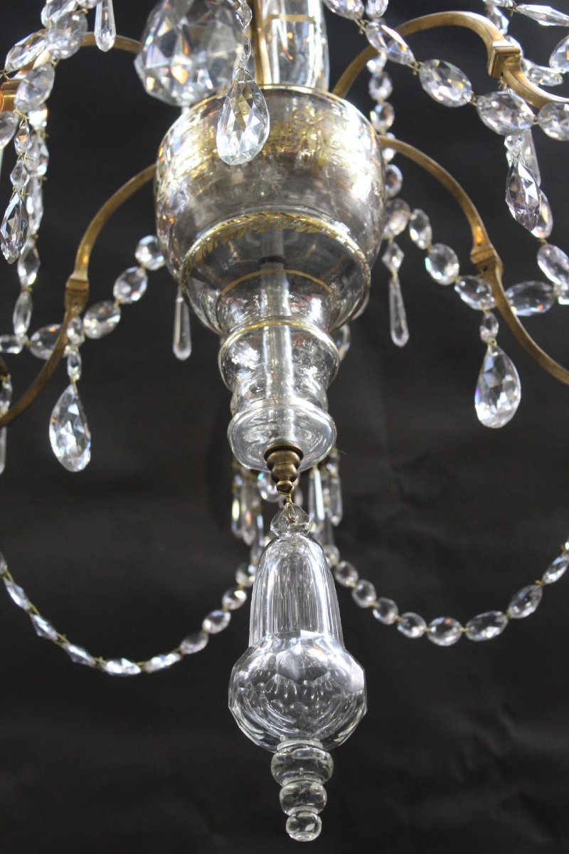 Neoclassical Chandelier, Late 18th Century, With A Gold-painted Stem.-photo-7