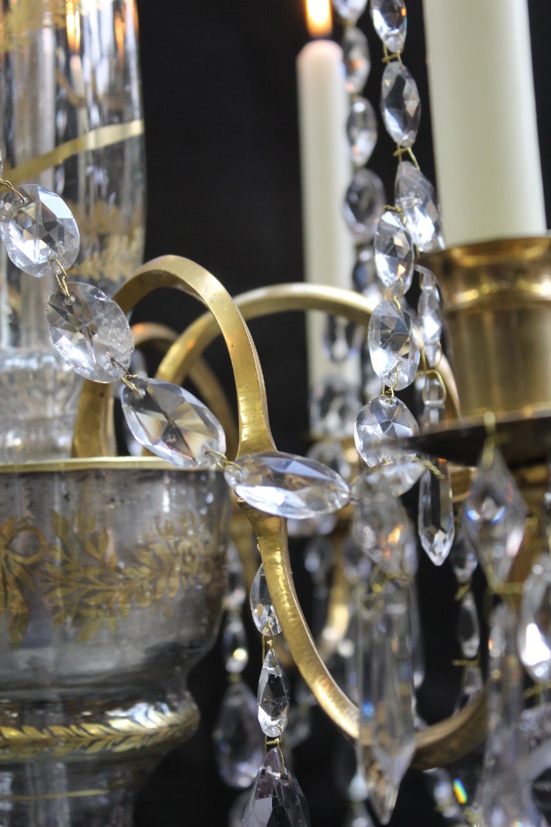 Neoclassical Chandelier, Late 18th Century, With A Gold-painted Stem.-photo-8