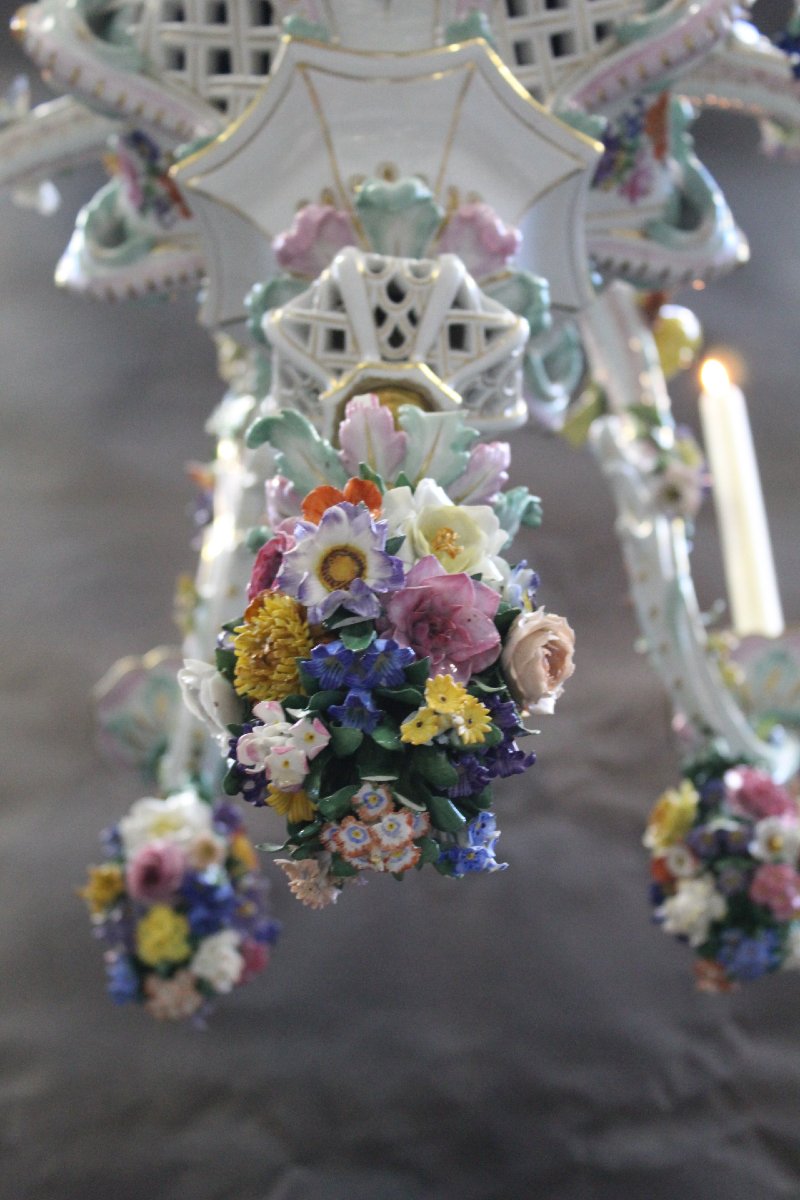 Lustre en porcelaine de  Meissen, 1868-photo-3