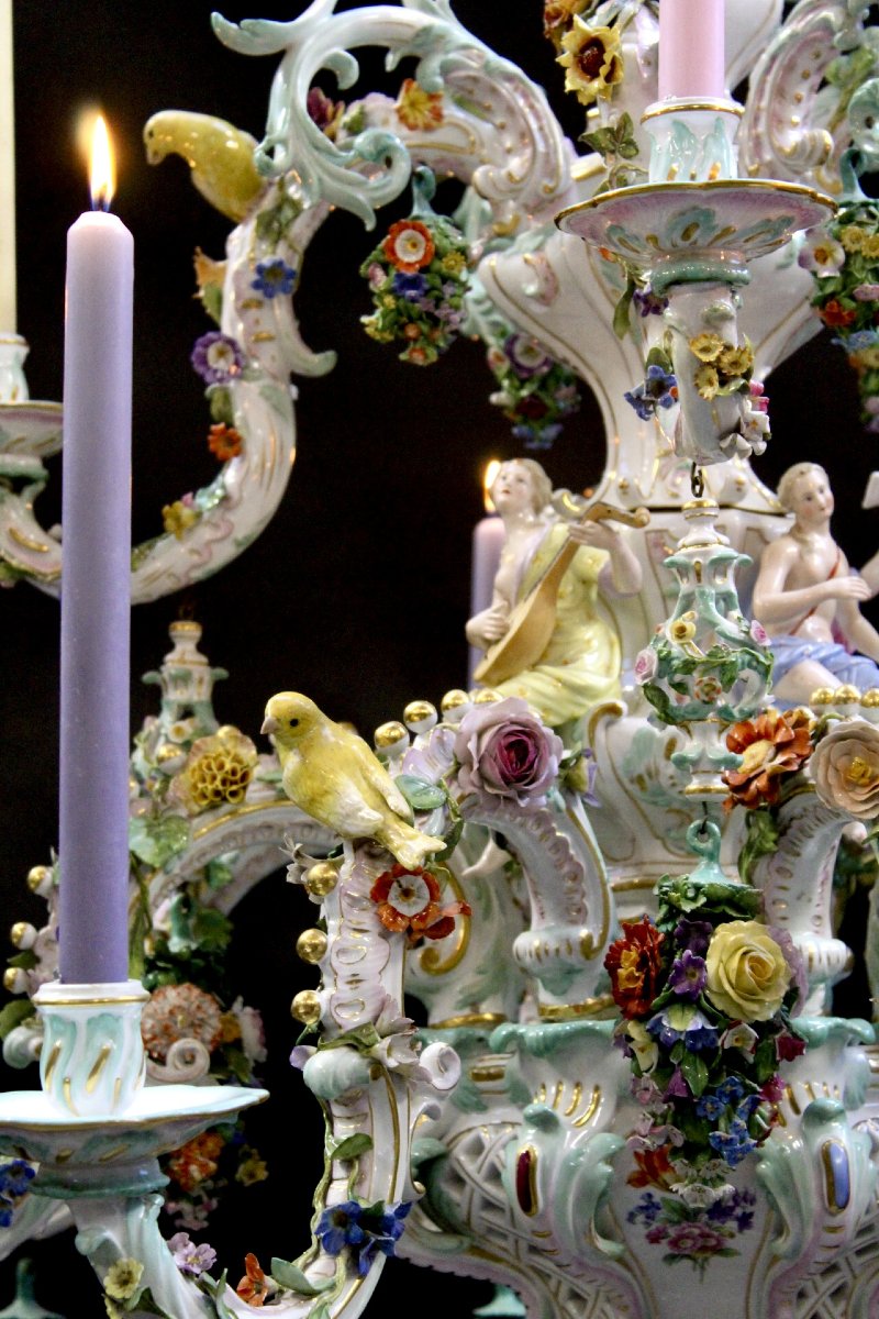 Lustre en porcelaine de  Meissen, 1868-photo-4