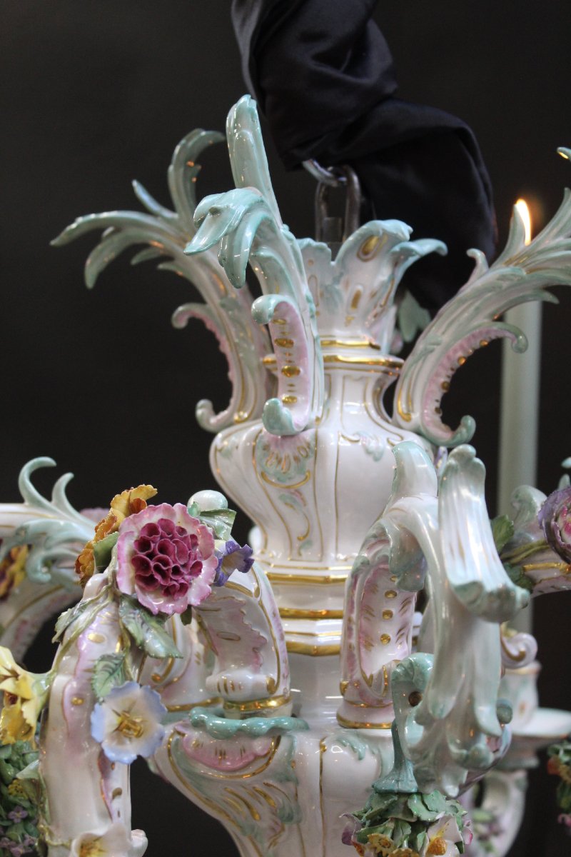 Lustre en porcelaine de  Meissen, 1868-photo-3