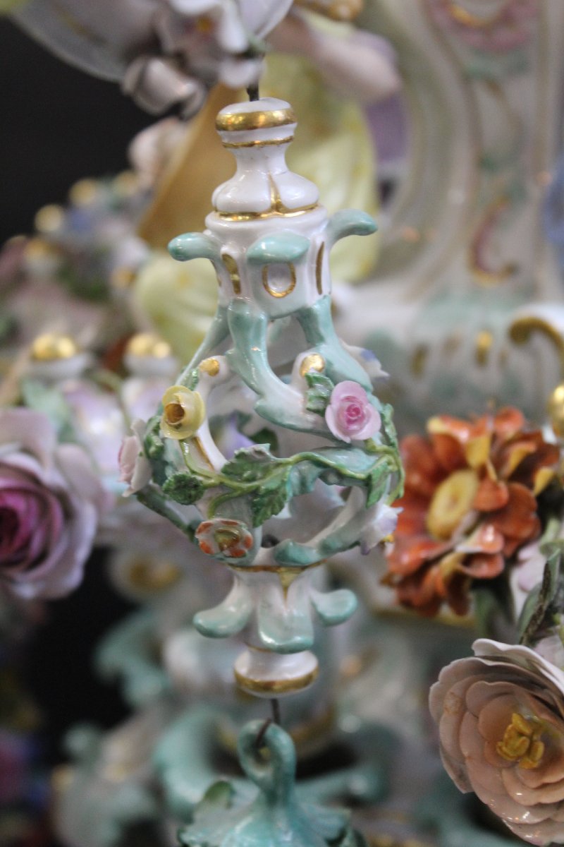 Lustre en porcelaine de  Meissen, 1868-photo-4