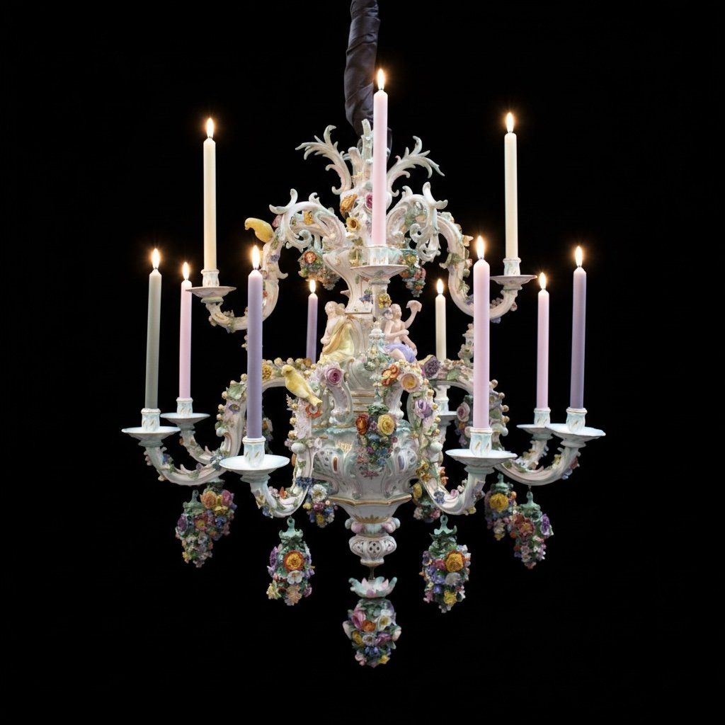 Lustre en porcelaine de  Meissen, 1868