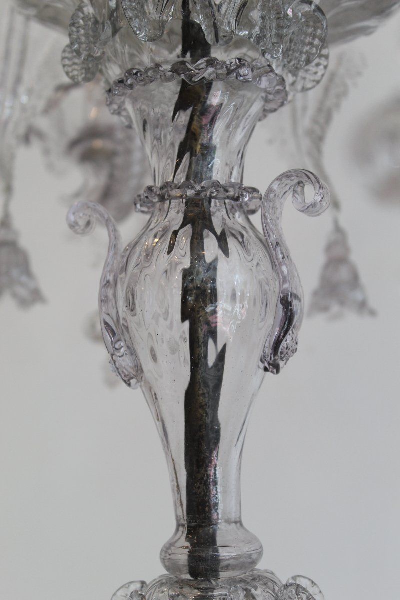 Six-armed Venetian–murano Glass Chandelier, 18th Century-photo-3