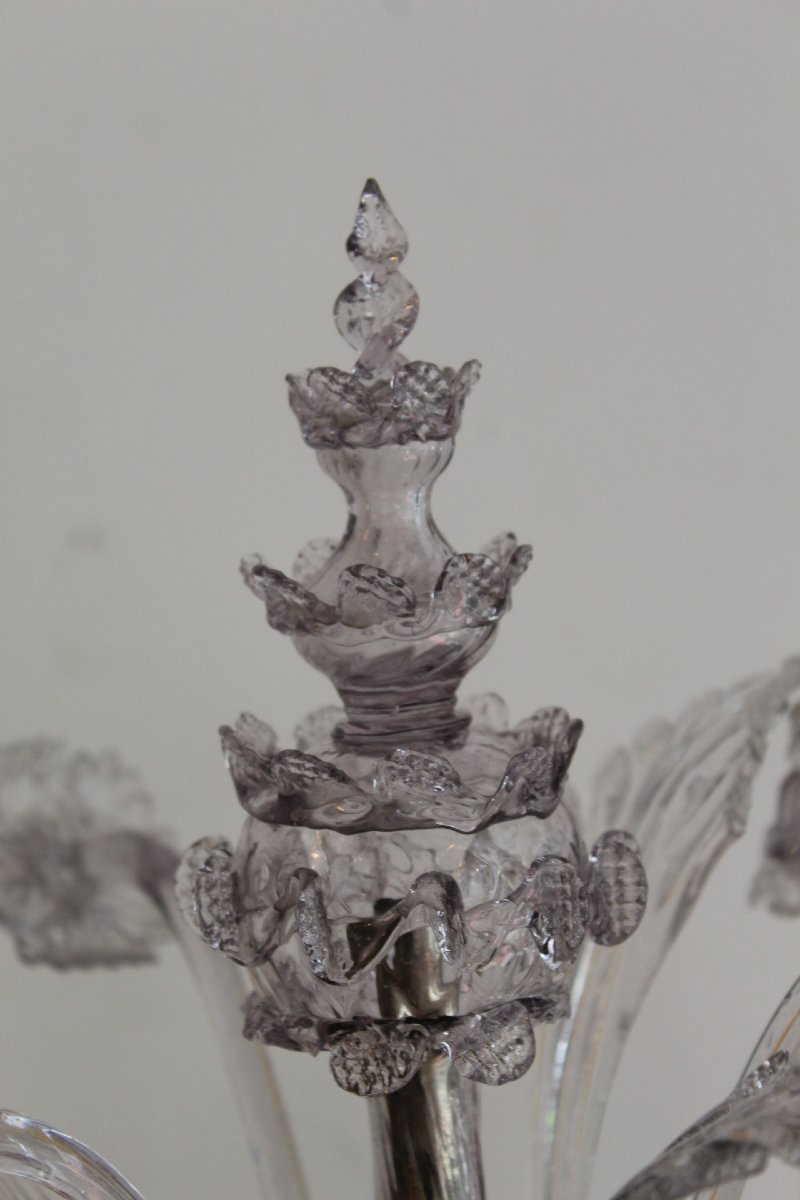 Six-armed Venetian–murano Glass Chandelier, 18th Century-photo-5