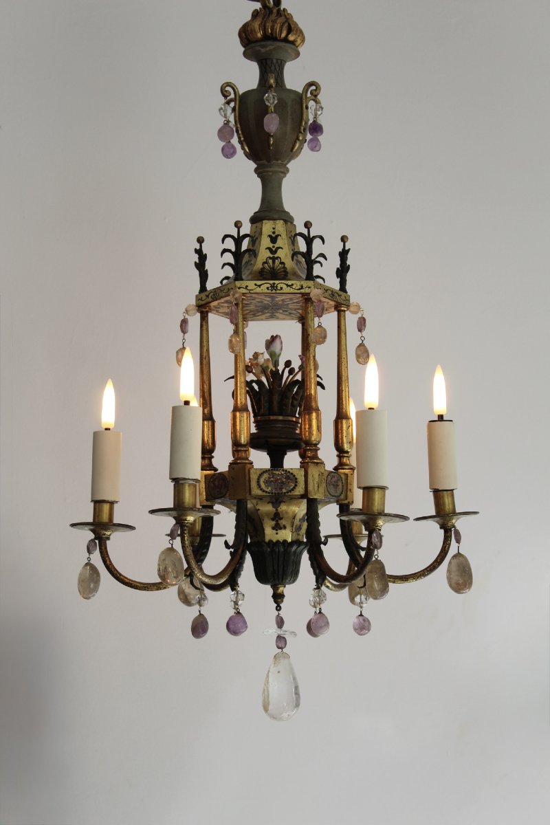 Lustre, chinoiserie, , cristal de roche, France vers 1880-photo-2