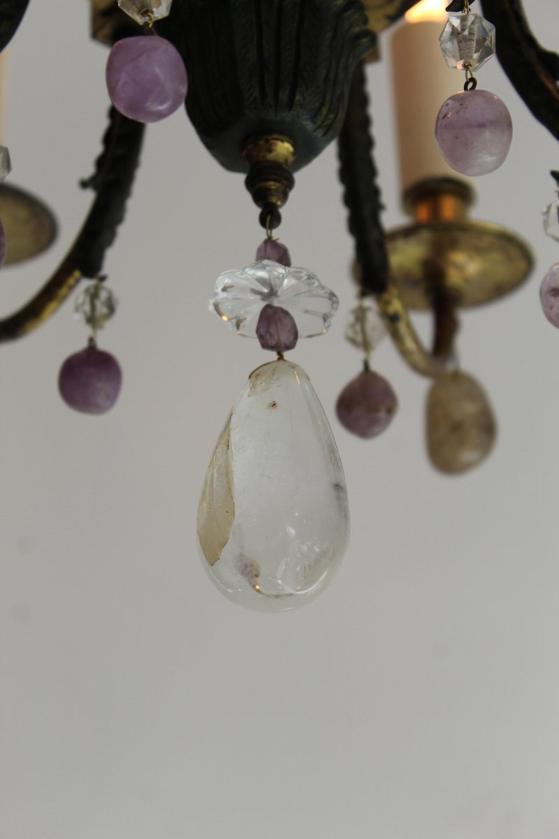 Lustre, chinoiserie, , cristal de roche, France vers 1880-photo-3