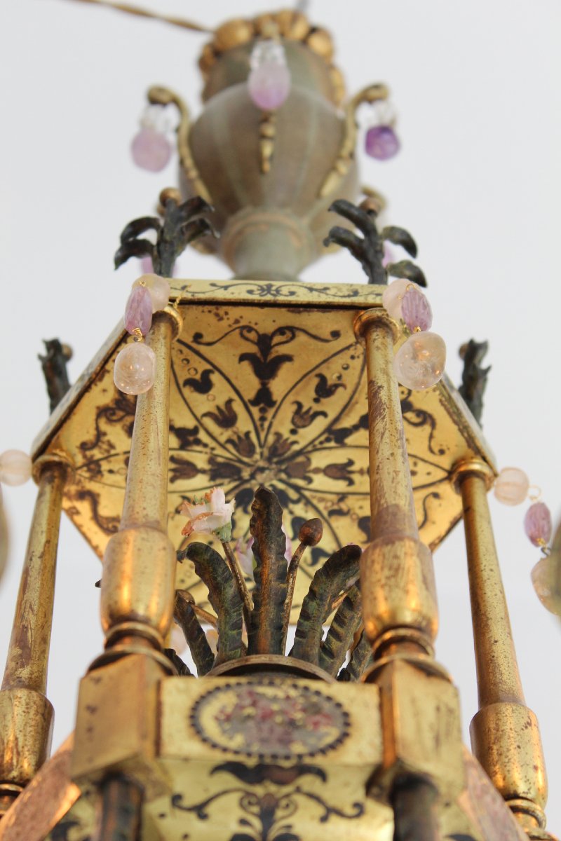 Lustre, chinoiserie, , cristal de roche, France vers 1880-photo-1