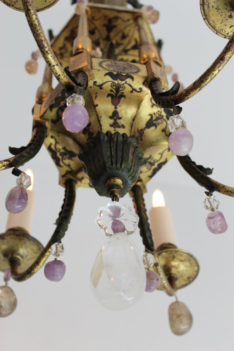 Lustre, chinoiserie, , cristal de roche, France vers 1880-photo-2