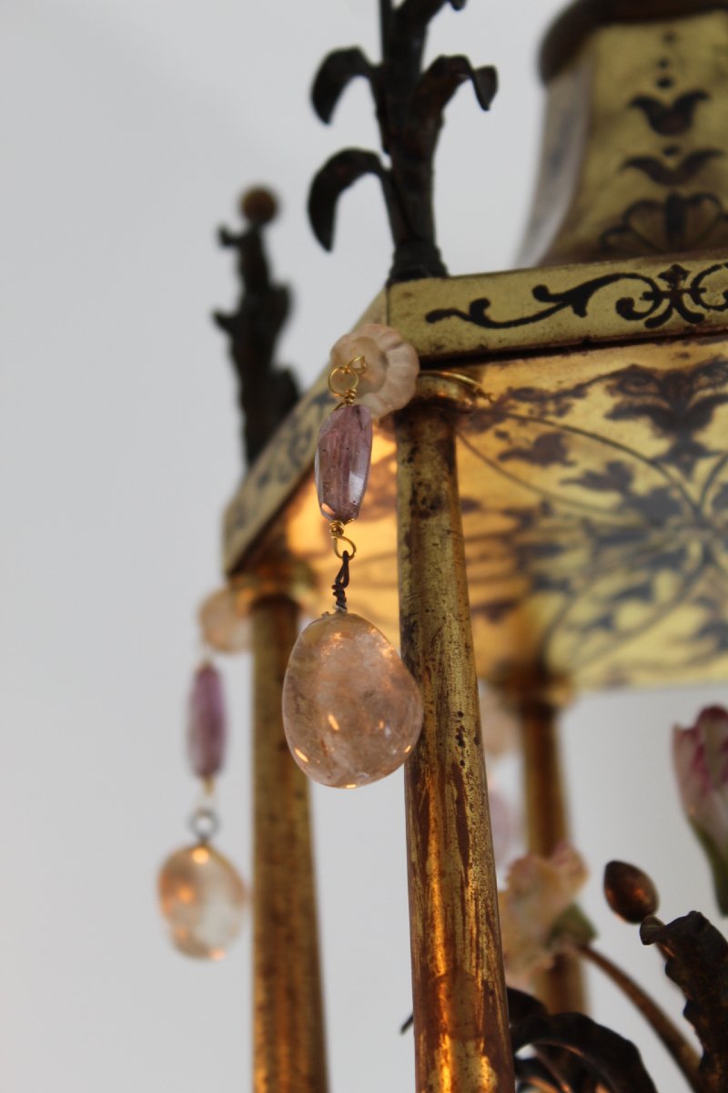 Lustre, chinoiserie, , cristal de roche, France vers 1880-photo-4
