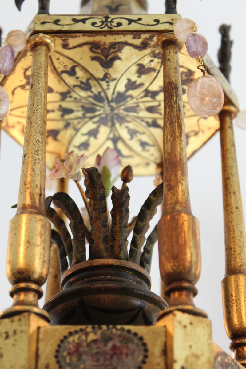 Lustre, chinoiserie, , cristal de roche, France vers 1880-photo-8