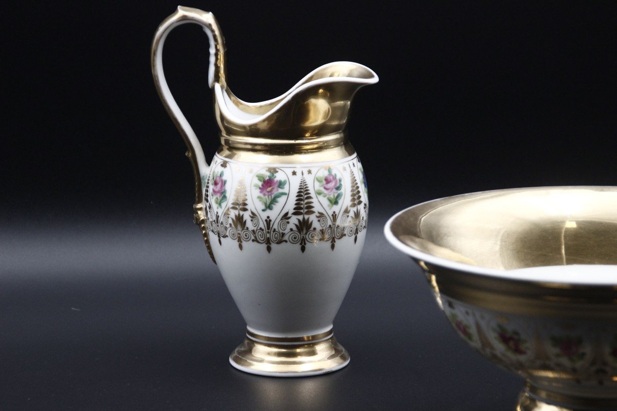 Basin & Its Pitcher Porcelain Of Paris Louis Philippe-photo-2