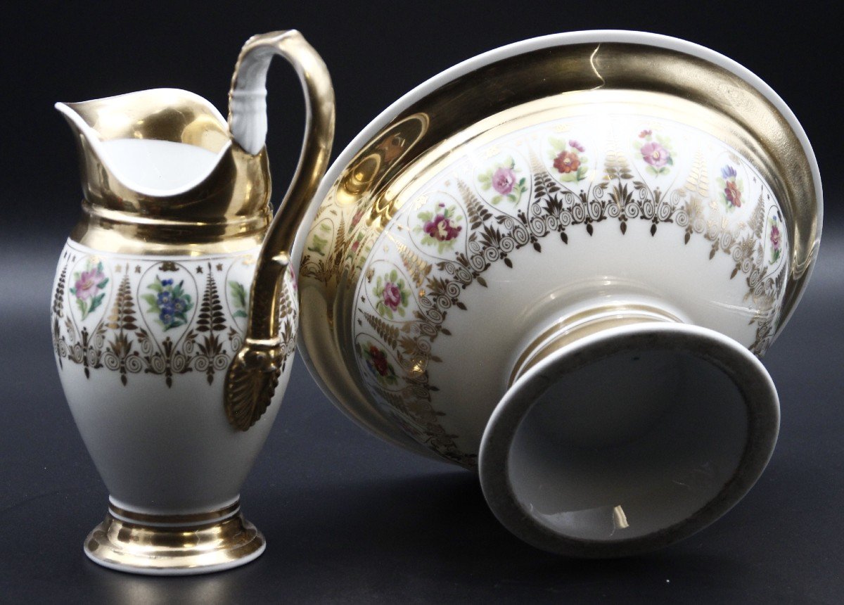 Basin & Its Pitcher Porcelain Of Paris Louis Philippe-photo-4