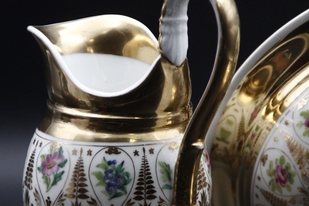 Basin & Its Pitcher Porcelain Of Paris Louis Philippe-photo-2