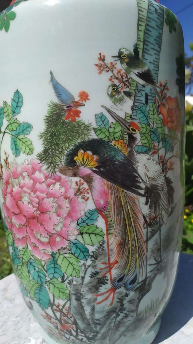 Large Vase With Bird Decor, China, 19th Century-photo-1