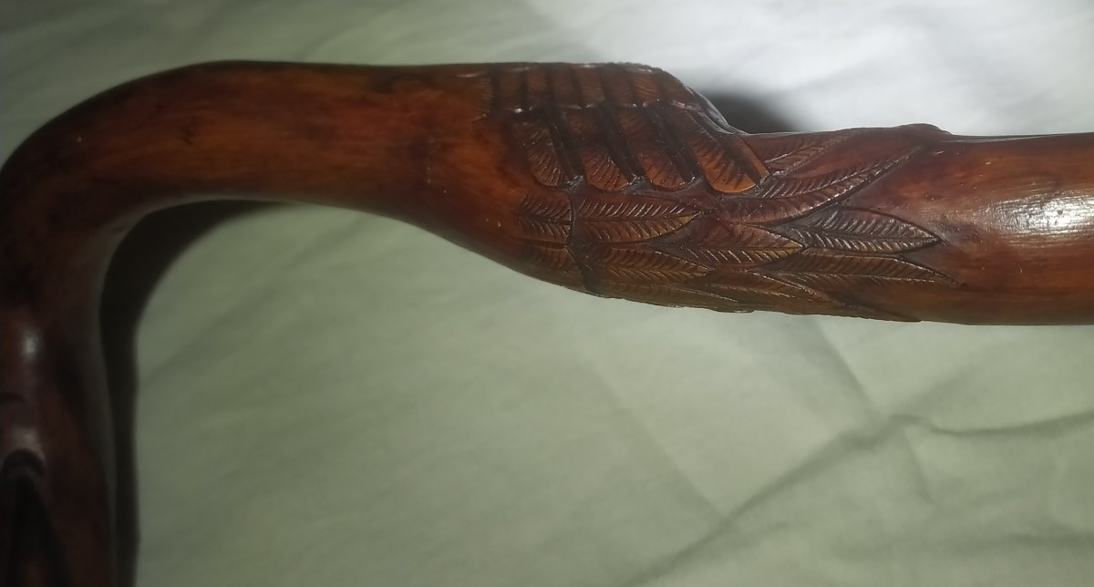 Carved Chinese Walking Stick, 1970s, Heron-photo-7