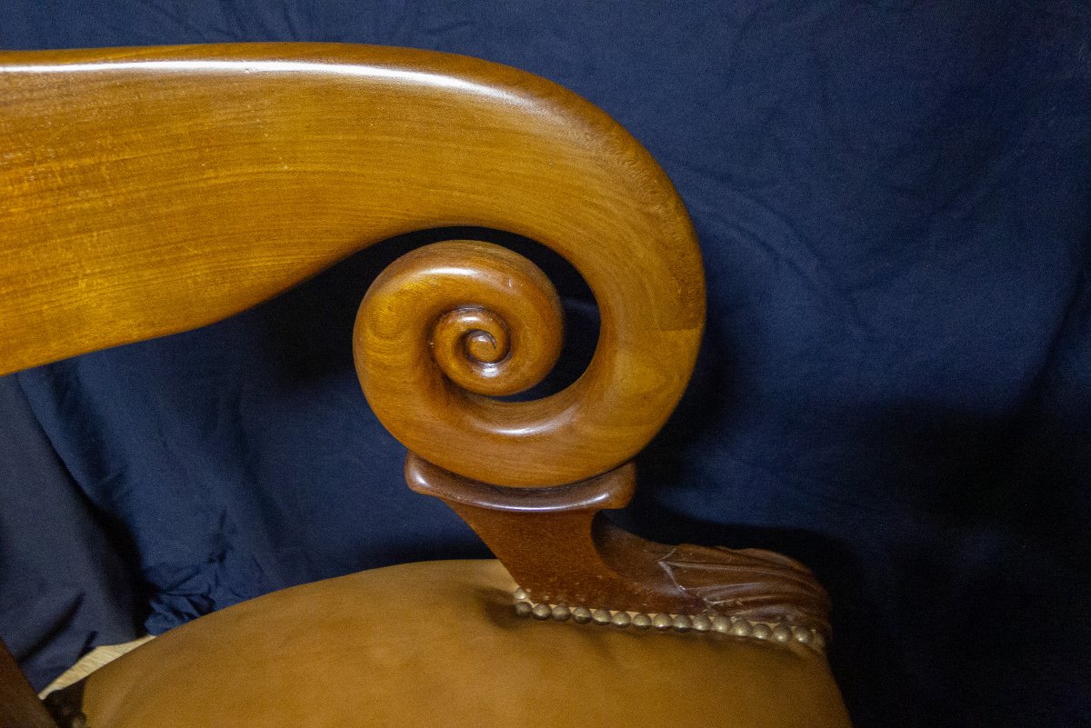 Fauteuil de bureau  Louis Philippe en acajou-photo-3