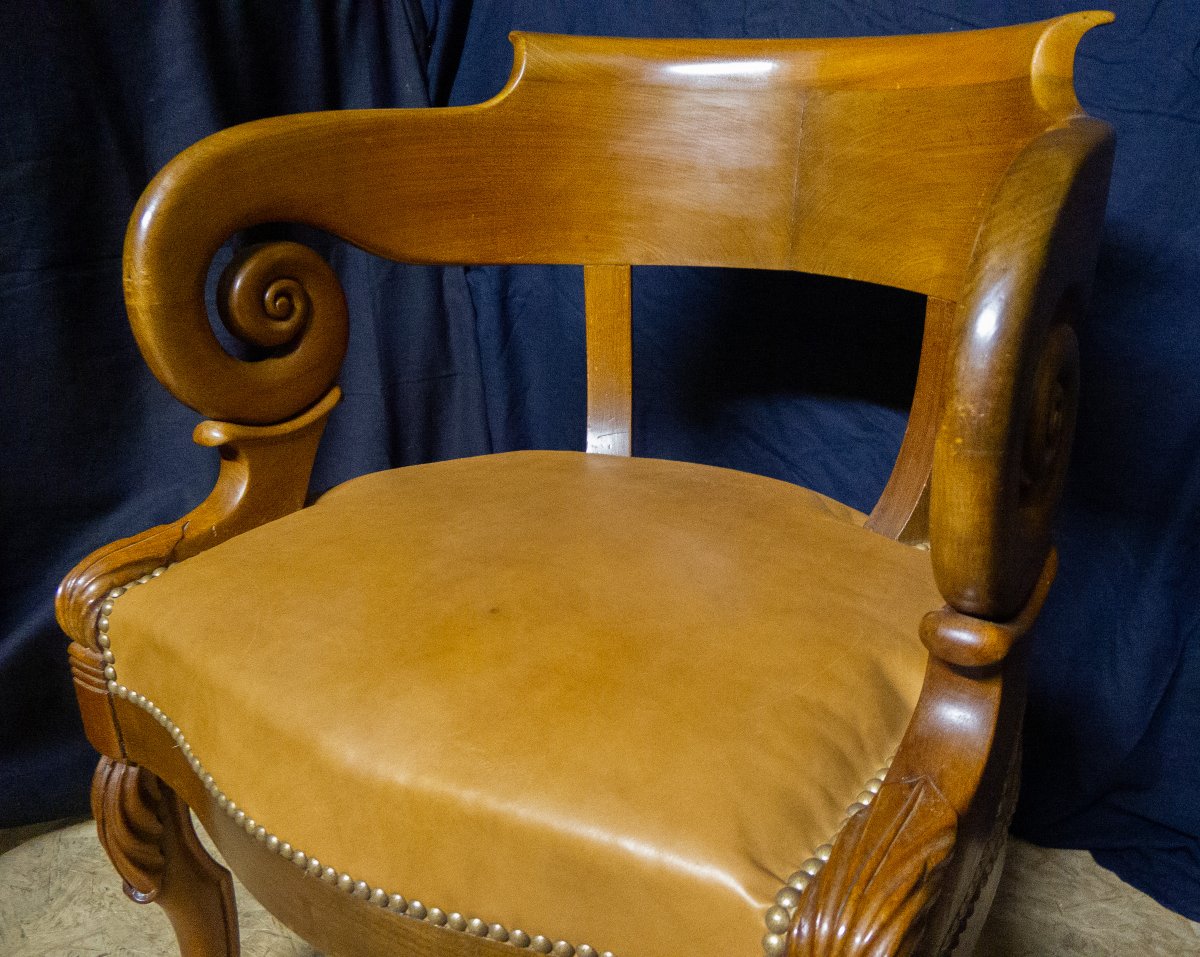 Fauteuil de bureau  Louis Philippe en acajou-photo-6