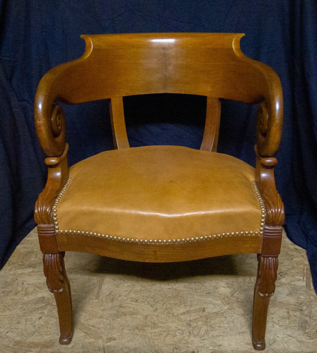 Fauteuil de bureau  Louis Philippe en acajou-photo-7