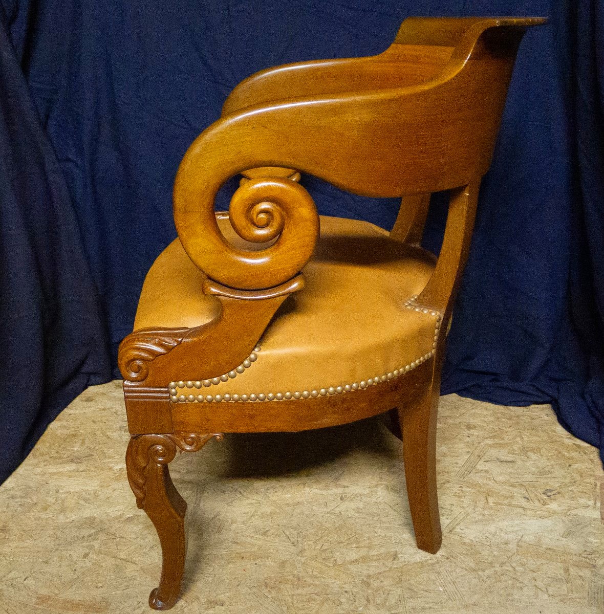 Fauteuil de bureau  Louis Philippe en acajou-photo-4