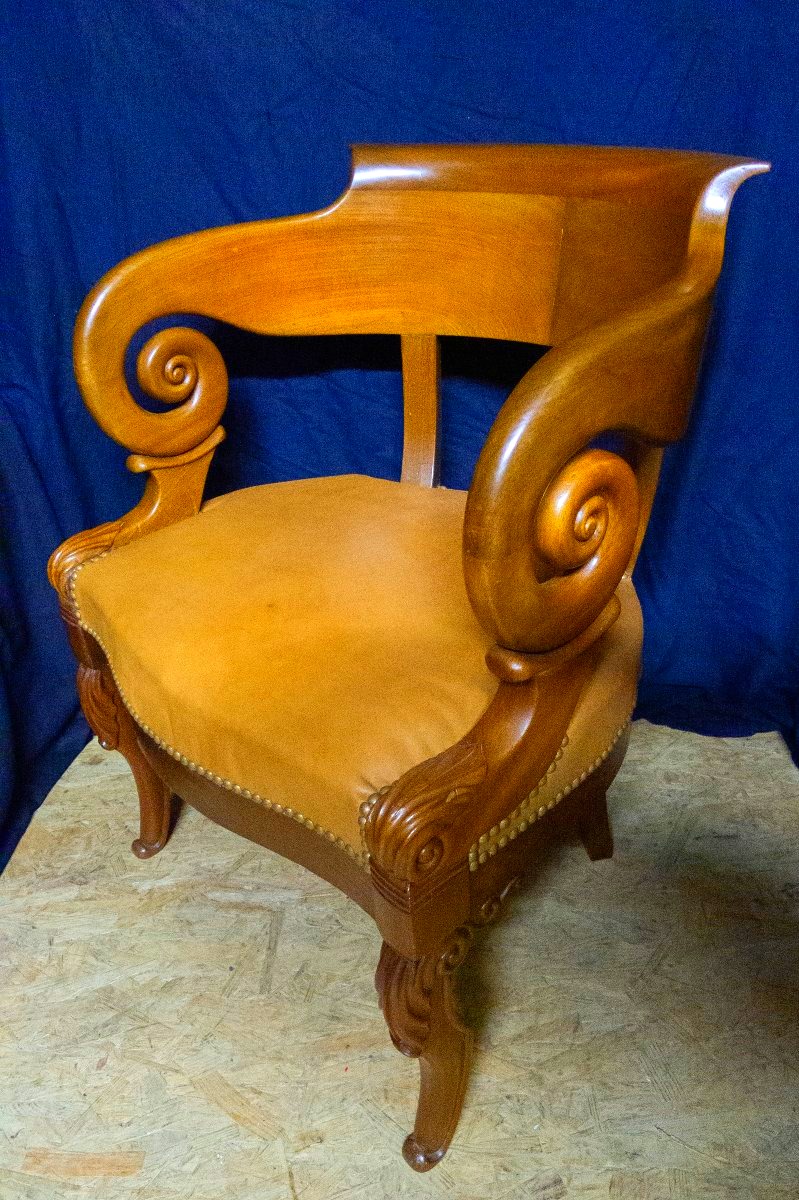 Fauteuil de bureau  Louis Philippe en acajou