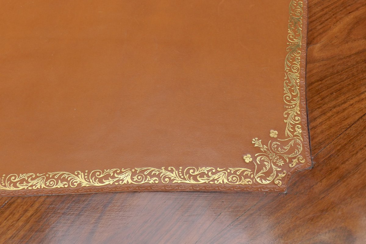 Mid-sized Marquetry Desk, First Quarter Of The 19th Century, Louis XV Style-photo-3