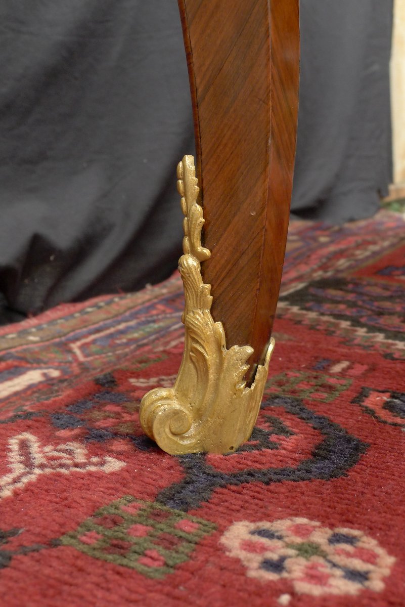 Mid-sized Marquetry Desk, First Quarter Of The 19th Century, Louis XV Style-photo-5