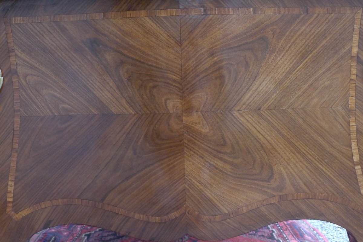 Mid-sized Marquetry Desk, First Quarter Of The 19th Century, Louis XV Style-photo-6