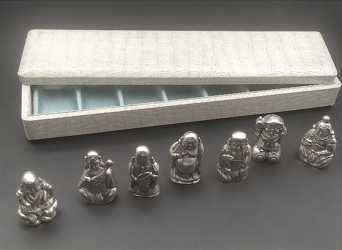 Sterling Silver Salt Shakers, The 7 Deities Of Happiness-photo-4