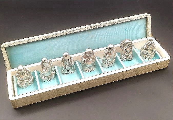 Sterling Silver Salt Shakers, The 7 Deities Of Happiness