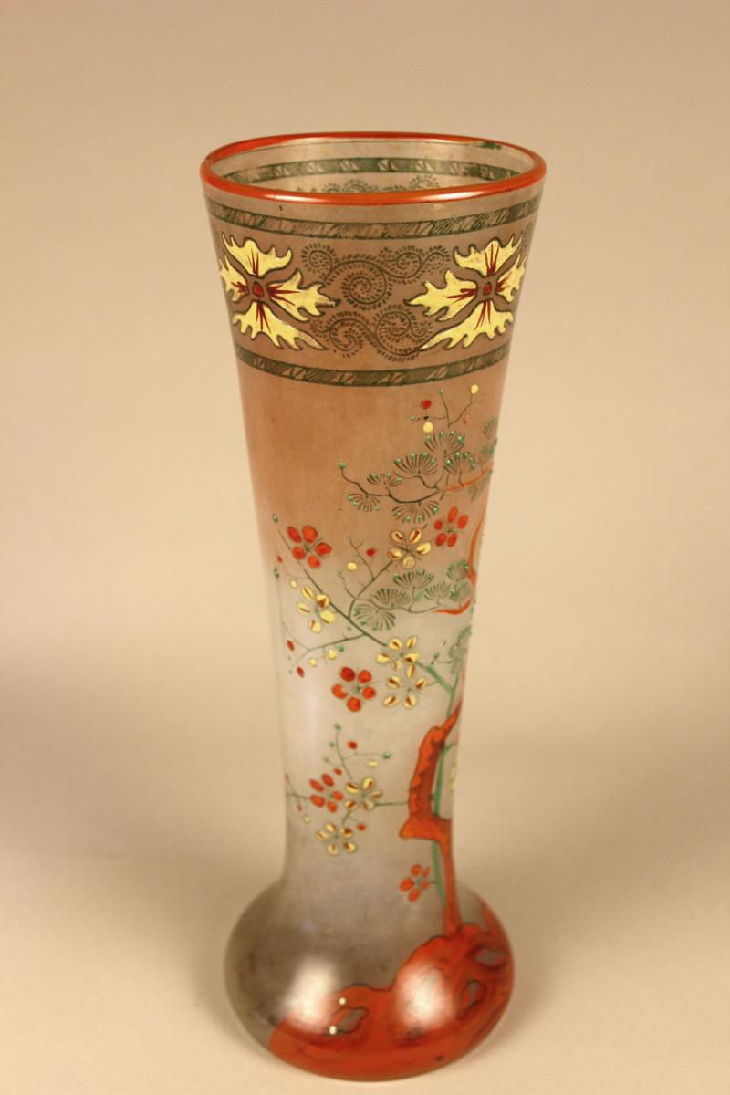 Vase Cornet émaillé 1900-photo-4