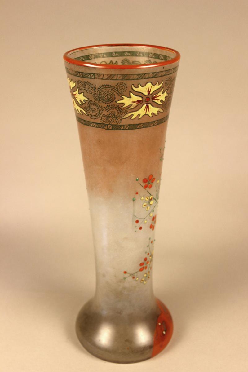 Enamelled Cornet Vase 1900-photo-1